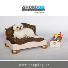 luxusní dřevěné sofa pro psy značky  Katalin zu Windischgraetz, www.shopdog.cz - KRAFT Servis s.r.o.